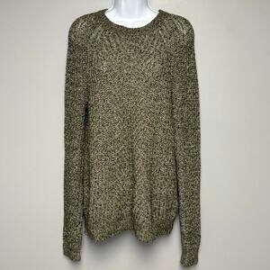 Express Cotton Wool Blend Lightweight Olive Green Cable Knit Sweater Womens Sz S